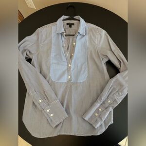 J. Crew Blue Striped Bib Popover Shirt SIze 8 Tall